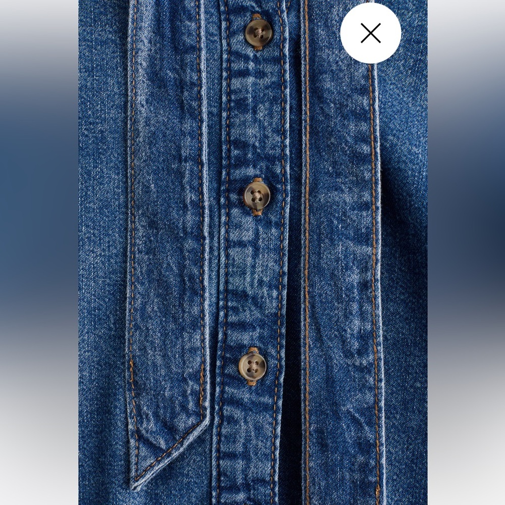 Blue Denim Blouse with Tie. - Picture 6 of 7